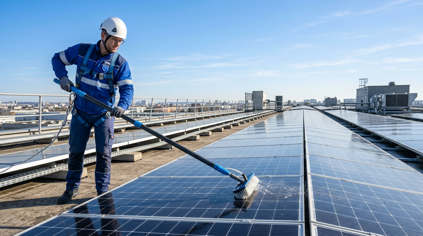 Nettoyage de panneaux solaires photovoltaïques